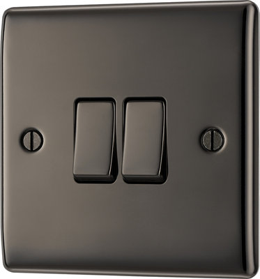 Bg Black Nickel 20A 2 Way 2 Gang Light Switch