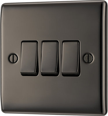 Bg Black Nickel 20A 2 Way 3 Gang Light Switch