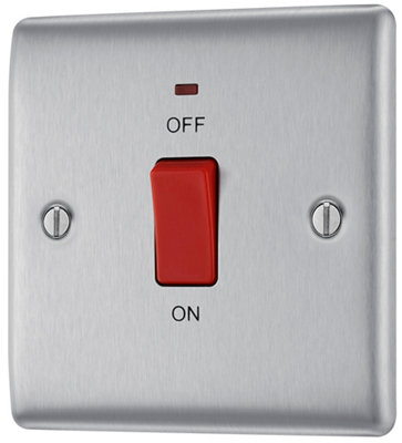 Bg 45A Rocker Raised Slim Control Switch Matt Steel Effect