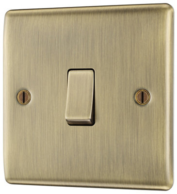 Bg 20A Single 1 Way Raised Slim Screwed Intermediate Switch Matt Brass Effect