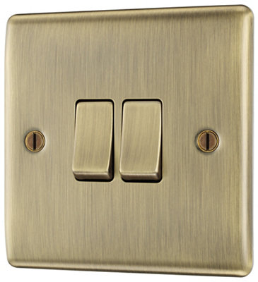 Bg Antique Brass 20A 2 Way 2 Gang Light Switch