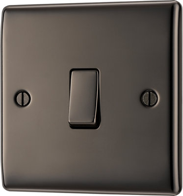 Bg 20A Single 2 Way Raised Slim Screwed Intermediate Switch Gloss Black Nickel Effect