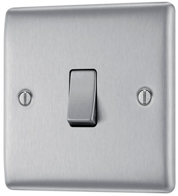 Bg 16A Single 2 Way Raised Slim Screwed Intermediate Switch Matt Steel Effect