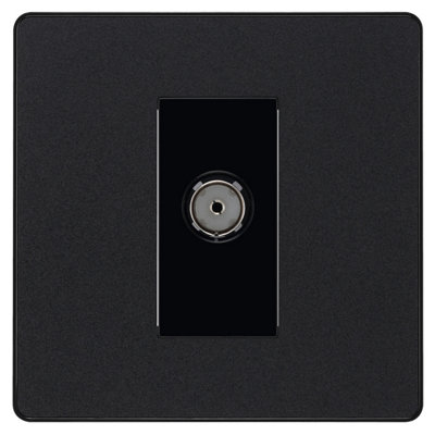British General Single Screwless Tv & Radio Socket Matt Black