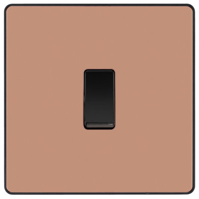 British General 20A 2 Way 1 Gang Single Light Screwless Switch Gloss Copper Effect