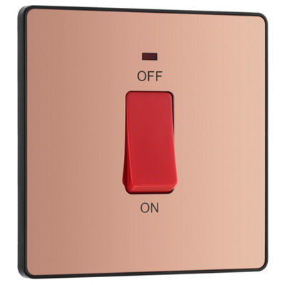 Bg Pcdcp74b 45A 2 Way 1 Gang Cooker Switch Screwless Gloss Copper Effect