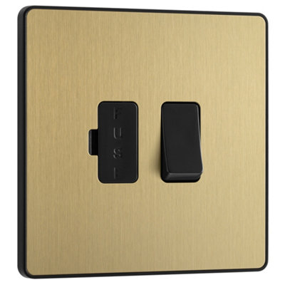 Bg 13A 1 Gang 2 Way Raised Slim Profile Switched Fused Connection Unit Satin Brass Effect