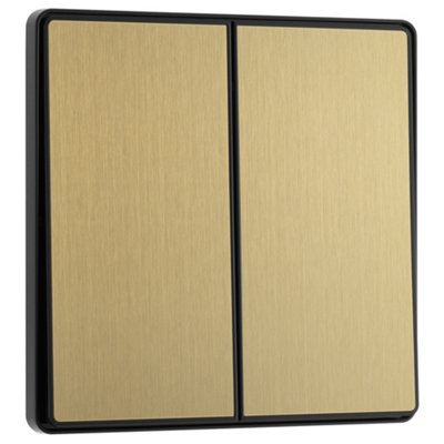 Bg 20A 2 Way 2 Gang Light Switch Screwless Satin Brass Effect