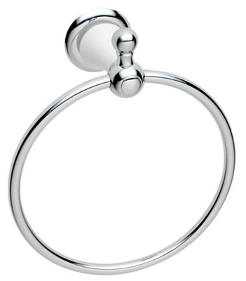 Cooke & Lewis Timeless Chrome Effect Ceramic & Metal Wall-Mounted Towel Ring (W)16Cm