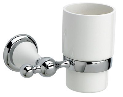Cooke & Lewis Timeless Silver Chrome Effect Wall-Mounted Toothbrush Holder