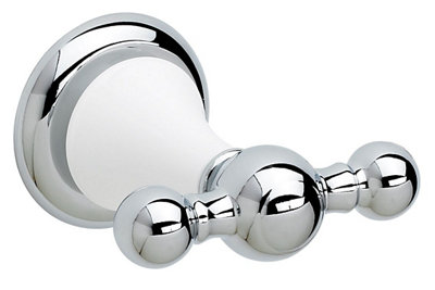 Cooke & Lewis Timeless Silver Chrome Effect Round Double Hook (H)55Mm (W)79Mm
