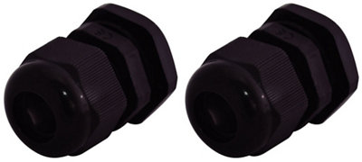 Diall Ip66 29Mm Black Cable Gland, Pack Of 2
