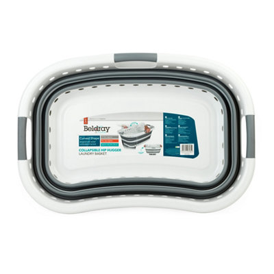 Beldray Collapsible Hip Hugger Grey Polypropylene Laundry Basket, 37L