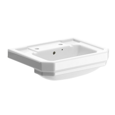 B&Q Somerton Gloss White Rectangular Semi-Recessed Basin (W)55Cm