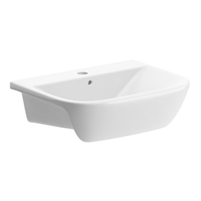 B&Q * Durleigh White Rectangular Single Semi-Recessed Basin (W)52Cm