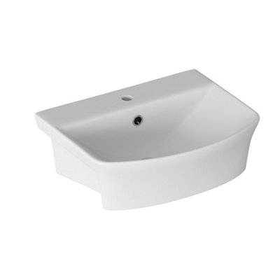 B&Q * Fewstone White Rectangular Single Semi-Recessed Basin (W)50Cm