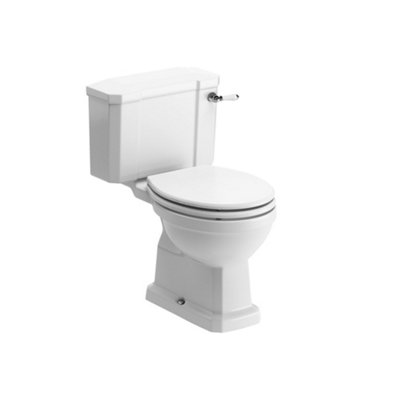 B&Q * Somerton White Boxed Rim Open Back Toilet Set With Satin Soft Close Seat & Close Coupled Cistern