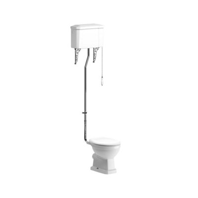 B&Q * Somerton White Boxed Rim Open Back Toilet Set With Soft Close Seat & High Level Cistern