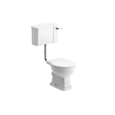 B&Q * Somerton White Boxed Rim Open Back Toilet Set With Soft Close Seat & Low Level Cistern