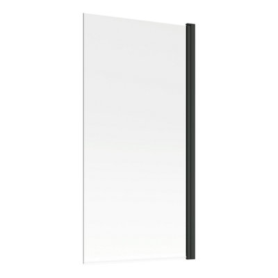 B&Q * Essentials Straight Matt Black Bath Screen (W)800Mm (H)1400Mm