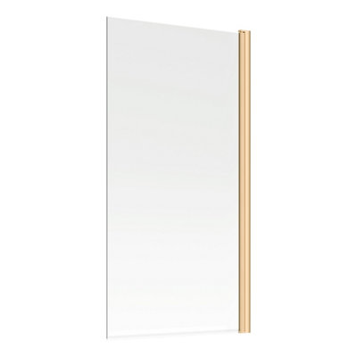 B&Q Essentials Straight Brushed Brass Bath Screen (W) 800Mm (H) 1400Mm