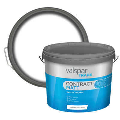 Valspar Trade Contract Pure Brilliant White Matt Emulsion Paint, 10L