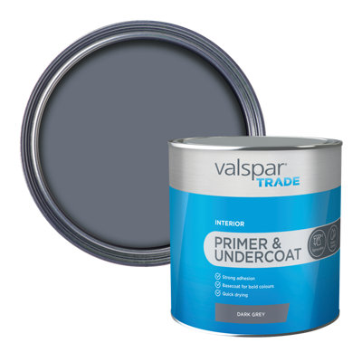 Valspar Trade Primer & Undercoat Dark Grey Matt Wall & Ceiling Primer & Undercoat, 2.5L Tin