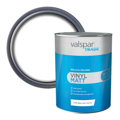 Valspar Trade Pure Brilliant White Vinyl Matt Wall & Ceiling Emulsion Paint, 5L