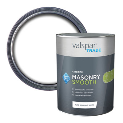 Valspar Trade Pure Brilliant White Smooth Matt Masonry Paint, 5L Tin