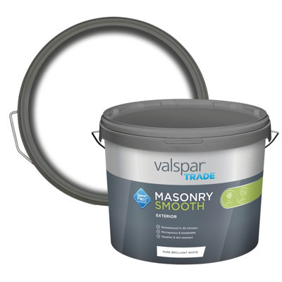 Valspar Trade Pure Brilliant White Smooth Matt Masonry Paint, 10L Tub