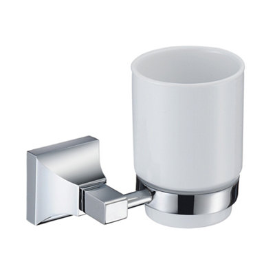 Heritage Lavington Gloss Chrome Effect Ceramic Tumbler & Toothbrush Holder