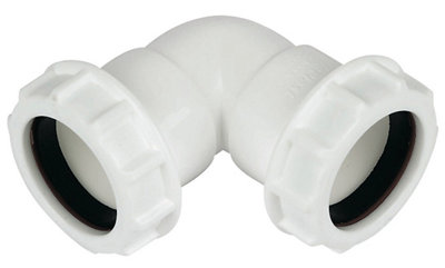 Floplast Universal 218414 White Compression 90° Waste Pipe Bend (Dia)32Mm