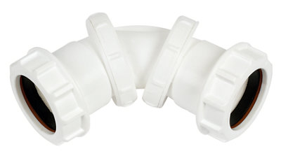 Floplast Universal 219415 White Compression 90° Adjustable Waste Pipe Bend (Dia)40Mm