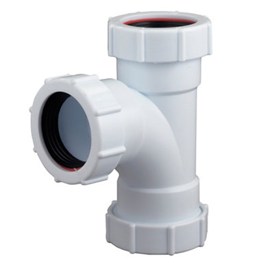 Floplast White Compression Equal Waste Pipe Tee, (Dia)40Mm