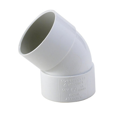 Floplast White Solvent Weld 45° Waste Pipe Bend (Dia)40Mm