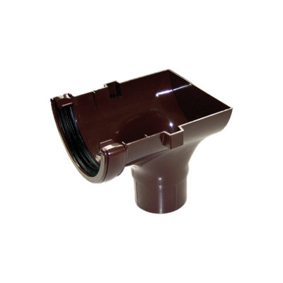 Floplast Brown Half Round Stop End Gutter Outlet, (L)139Mm (Dia)112Mm