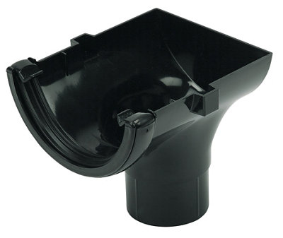 Floplast Ro2 Black Half Round Stop End Gutter Outlet, (L)40Mm (Dia)112Mm