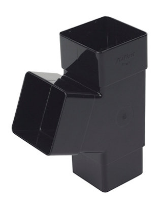Floplast Black Square 67.5° Gutter Branch, (Dia)65Mm