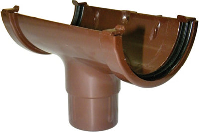 Floplast Miniflo Brown Half Round Running Gutter Outlet, (L)150Mm (Dia)76Mm