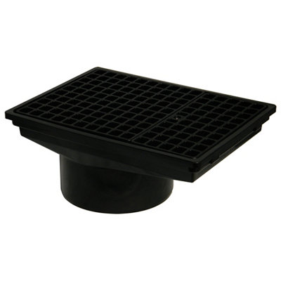 Floplast Black Underground Drainage Rectangular Hopper & Grid, (Dia)150Mm