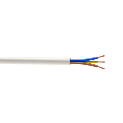Time White 3-Core Flexible Cable 0.75Mm² X 25M