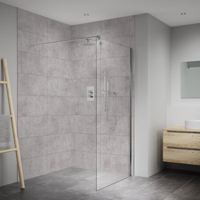 Splashwall Elite Mpc Postformed Bathroom & Wet Room Panel (H)2420Mm (W)1200Mm - Matt Silver Tile