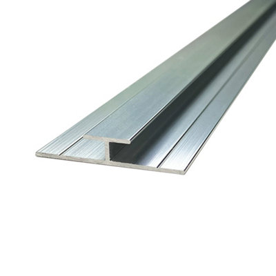 Splashwall Alloy H-Shaped Panel Straight Joint (L)2440Mm (W)35Mm (T)4Mm - Polished Silver Effect