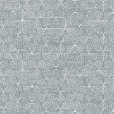 Splashwall Grey Tile Hexagonal Mdf Splashback, (H)600Mm (W)2440Mm (T)4Mm
