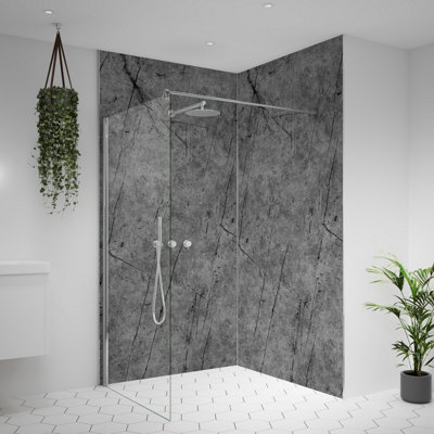 Splashwall Alloy Bathroom & Wet Room Decorative Panel (H)2440Mm (W)1220Mm - Matt Tempesta