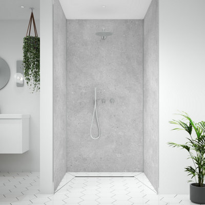 Splashwall Alloy Bathroom & Wet Room Decorative Panel (H)2440Mm (W)900Mm - Matt Fossil