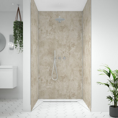 Splashwall Alloy Bathroom & Wet Room Decorative Panel (H)2440Mm (W)900Mm - Matt Terra Light
