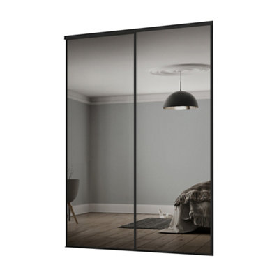 Spacepro Classic Mirrored 2 Door Sliding Wardrobe Door Kit (H)2220Mm (W)1489Mm