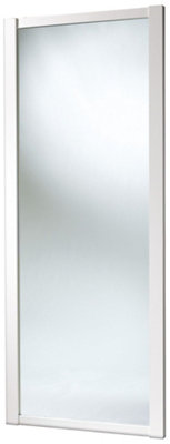 Spacepro 1 Panel Mirrored White Framed Sliding Wardrobe Door (H)2220Mm (W)914Mm