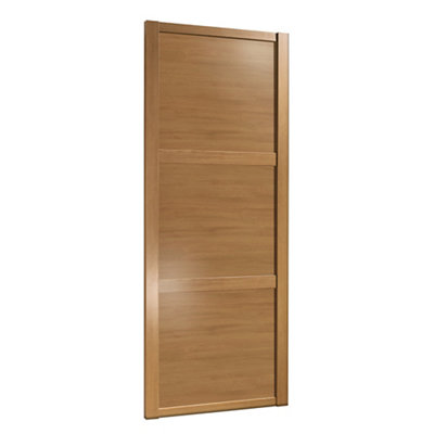 Spacepro 3 Panel Natural Oak Effect Sliding Wardrobe Door (H)2220Mm (W)914Mm